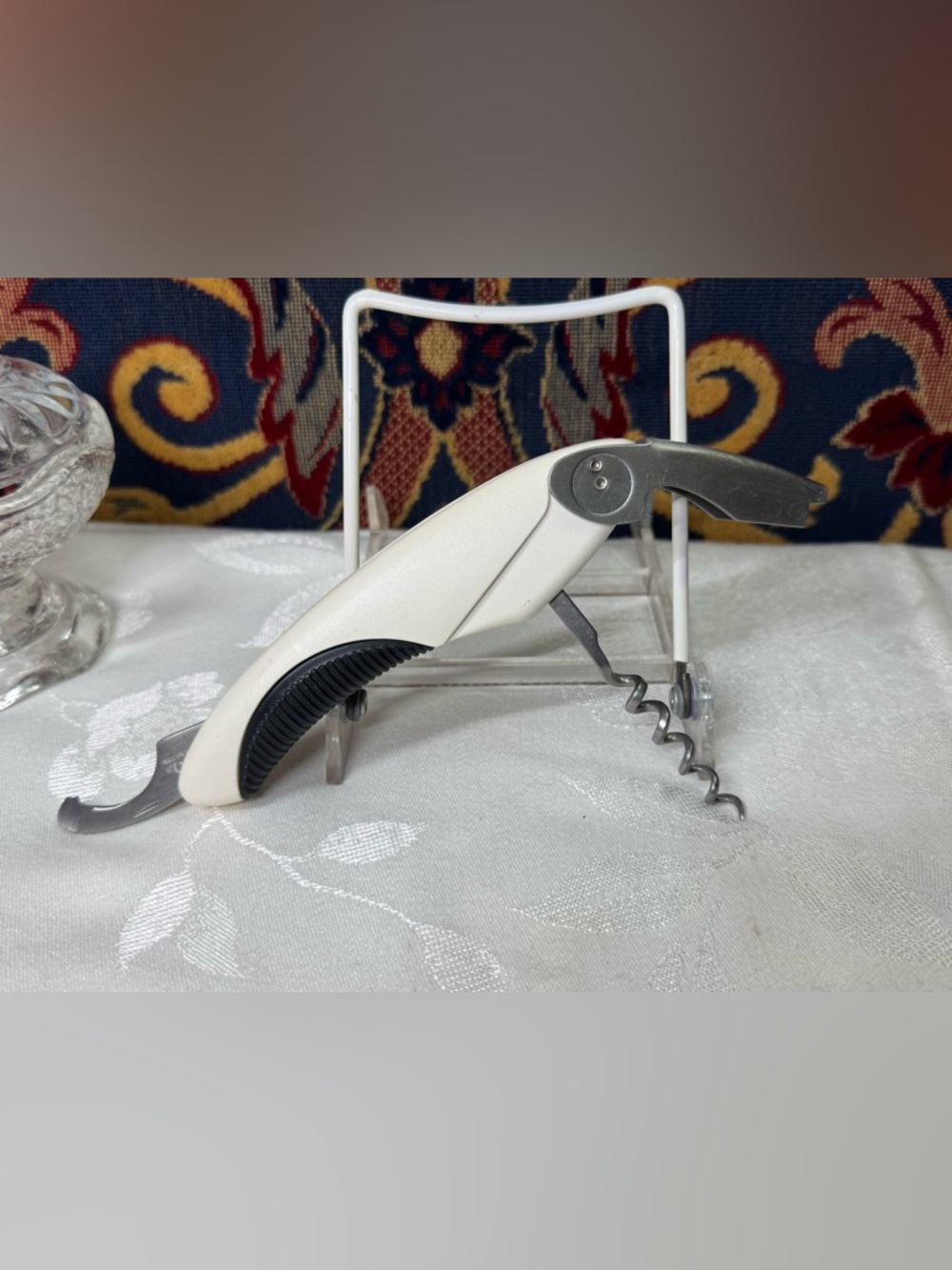 Ekco Bottle Opener/ easy open/Folding Corkscrew-White
